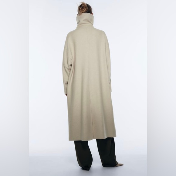 Zara Beige Wool Blend Oversized Coat - Picture 8 of 16